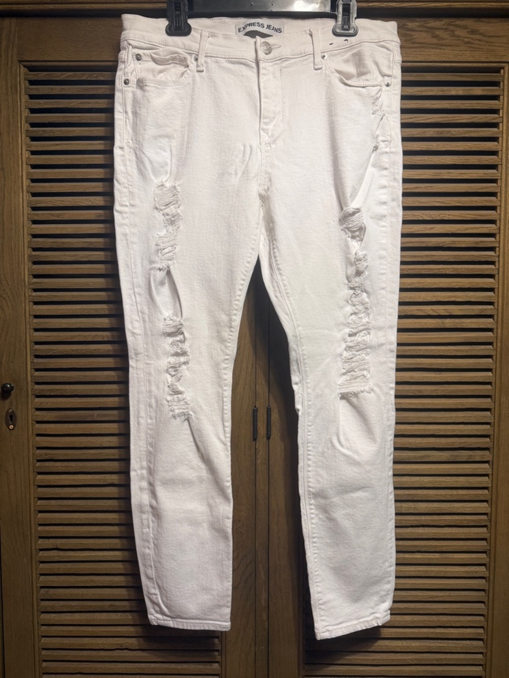 Express White Distressed Mia Mid-Rise Legging Skinny Jeans - 12R